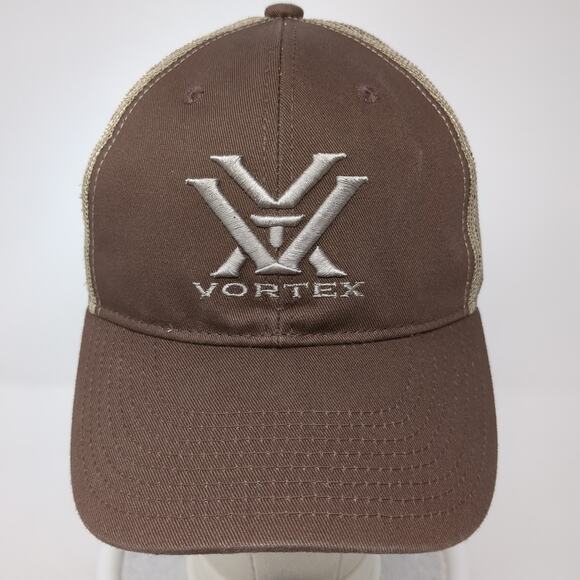 Vortex Snapback Mesh Back Trucker Hat Brown One Size Embroidered Outdoor - Picture 2 of 9